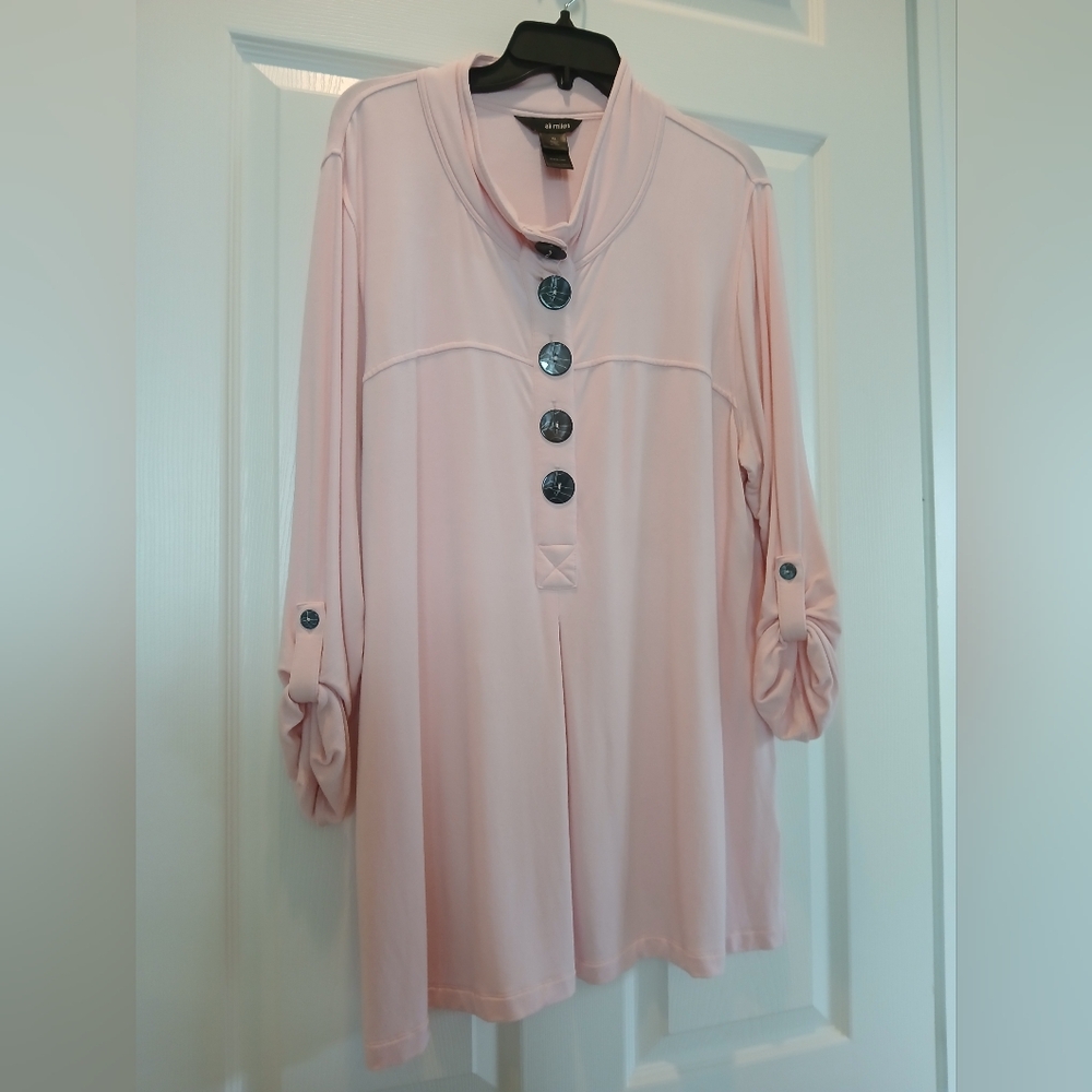 Ali Miles 3/4 sleeve top; soft pink; size xl